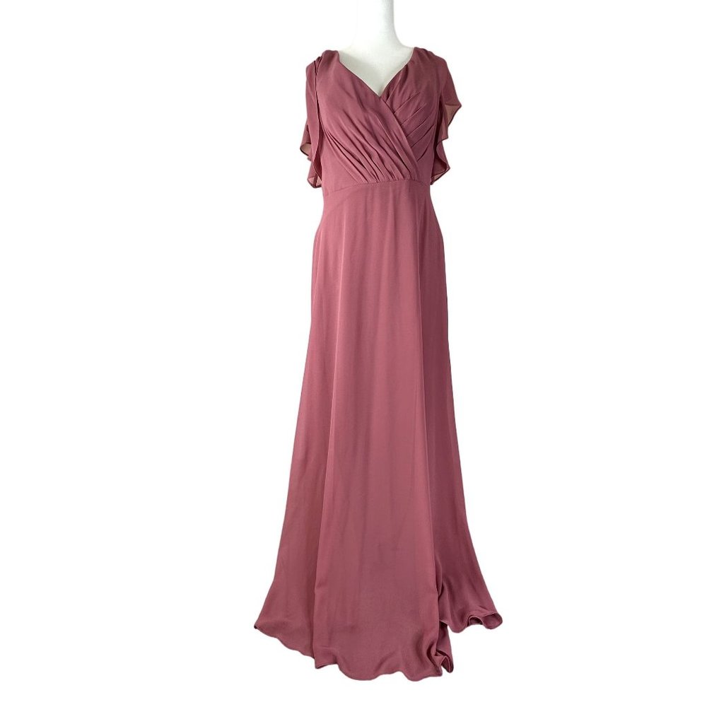 Bill Levkoff Dress Womens Size 10 Mauve Sample‎ Dress Ruffle Sleeve